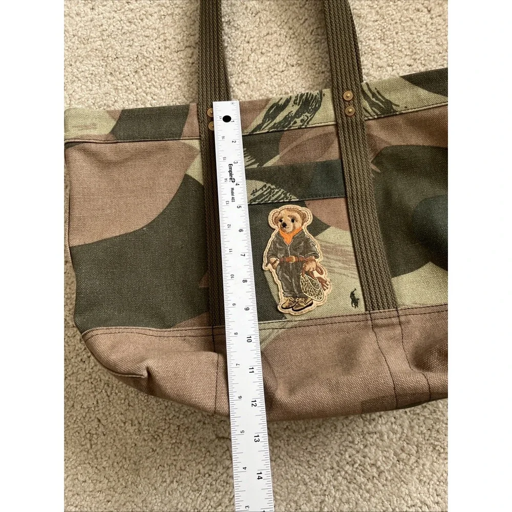 Polo Ralph Lauren Camo Polo Bear Canvas Tote Bag Mens Green Brown Camouflage